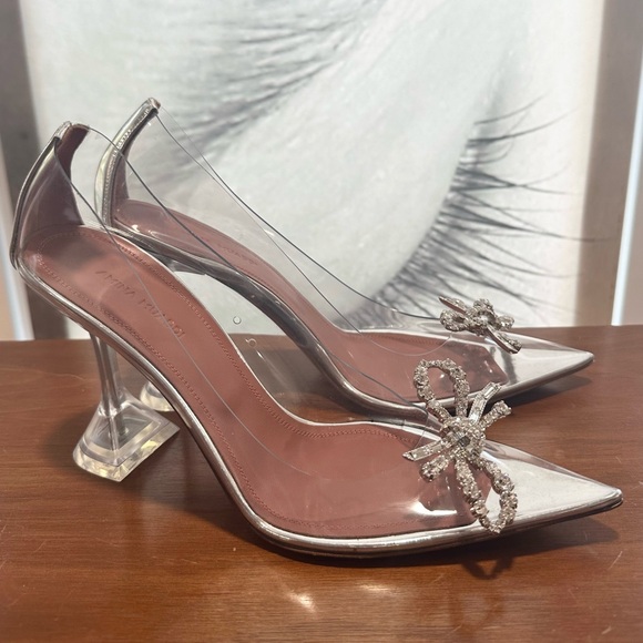🌺AMINA MAUDDI🌺 Rosie Glass Pumps Transparent PVC Crystal Bow Size: 38.5 - Picture 9 of 16